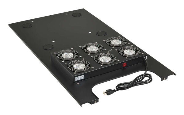 a27bc90ff7b8b36875b8038bca5e8223 Tripp Lite series SmartRack Roof-Mounted Fan Panel for Deep Rack Enclosure Cabinets - 6 120V Fans, 630 CFM, 5-15P Plug