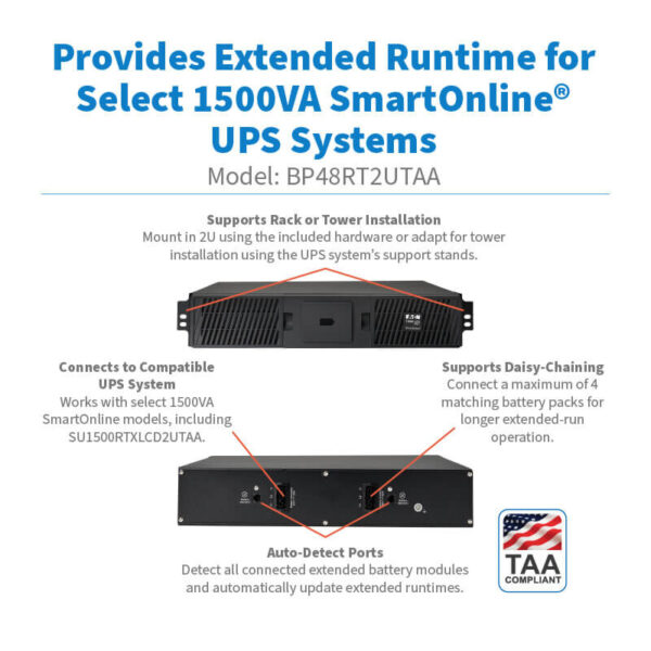 a2a665b496f1ef2dd03f1bd1d7a0c226 48V Extended Battery Module (EBM) for SmartOnline UPS Systems, 2U Rack/Tower, TAA