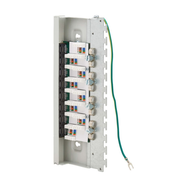 Tripp Lite series Cat6a STP Patch Panel, 8 Ports, DIN Rail or Wall Mount, TAA