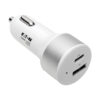 Tripp Lite series Dual-Port USB Car Charger with PD Charging - USB Type C (27W) & USB Type A (5V 1A/5W), UL 2089