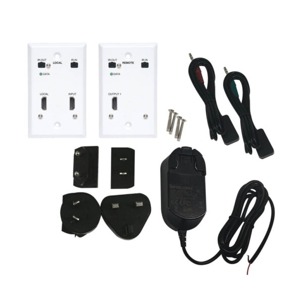Tripp Lite series HDMI over Cat6 Extender Kit, Wallplate, 4K 60Hz, 4:4:4, IR, PoC, HDR, HDCP 2.2, 230 ft., TAA
