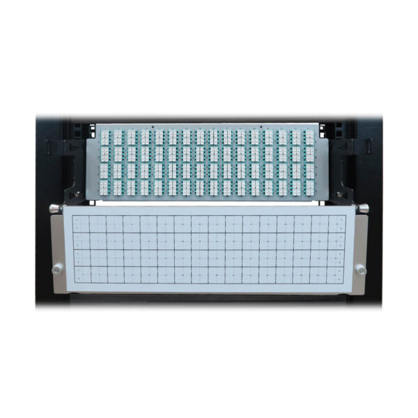a4442e17e08028828dffca5c6737d183 Tripp Lite series Preloaded Fiber Patch Panel, 3U - 64x (12F MTP/MPO-PC to 4x LC Duplex F/F) 8F Trunk Cables, OM4 Multimode, 3 m (9.8 ft.)