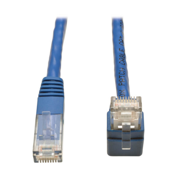 Tripp Lite series Up-Angle Cat6 Gigabit Molded UTP Ethernet Cable (RJ45 Right-Angle Up M to RJ45 M), Blue, 3 ft. (0.91 m)