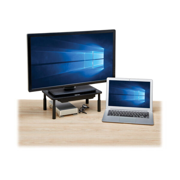 Tripp Lite series Monitor Riser for Desk, 15 x 9 in. - Height Adjustable, Storage Drawer, Metal, Black