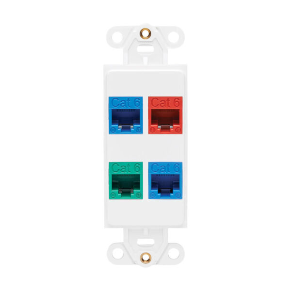 Tripp Lite series Center Plate Insert, Decora Style - Vertical, 4 Ports, TAA
