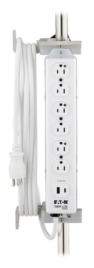 Tripp Lite series Safe-IT UL 1363 Medical-Grade Power Strip, 6 Hospital-Grade Outlets, USB Charging, Safety Covers, Antimicrobial, 15 ft. Cord