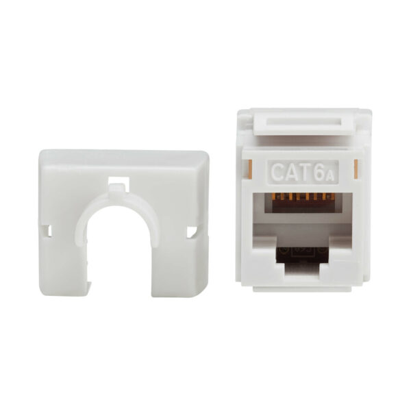 a597f72645ddd8569733e52870c01128-1 Tripp Lite series Cat6a Keystone Jacks, 10 Pack - 4PPoE Compliant, 110/Krone, 568A/B, RJ45 Ethernet, White, TAA