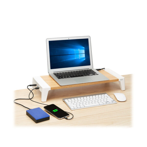 a59c50fb98b7d5572afa35fc49b66ba5 Tripp Lite series Monitor Riser for Desk - Wood Top, USB-A Charge and Data Ports