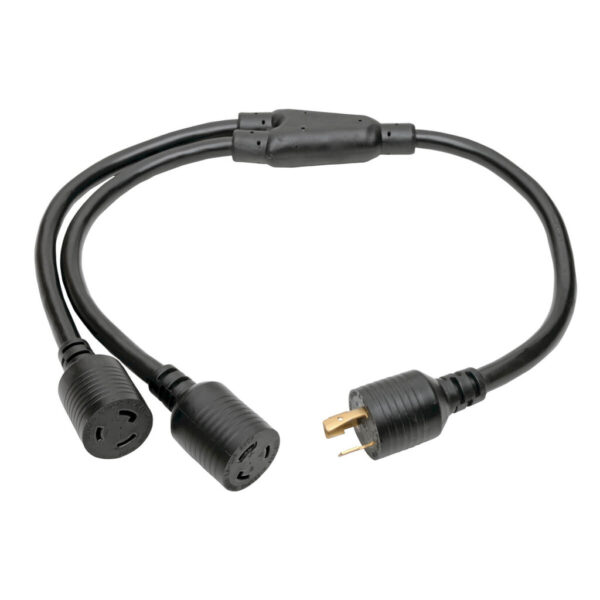 a62608e2b4aa38f4bcffb6a7e55a88f1 Tripp Lite Power Extension Cord/Splitter, NEMA L6-20P to 2x NEMA L6-20R Y Splitter, Heavy-Duty, Locking - 20A, 250V, 10 AWG, 1 ft., Black - P039-001-2