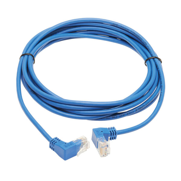 a669575f765baeb582d6693db6d24188 Tripp Lite series Up/Down-Angle Cat6 Gigabit Molded Slim UTP Ethernet Cable (RJ45 Up-Angle M to RJ45 Down-Angle M), Blue, 10 ft. (3.05 m)