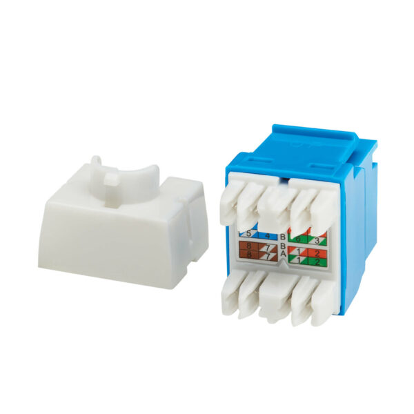 a6953c54761d1354464e45407e57e85b-2 Tripp Lite series Cat6a Keystone Jack - 4PPoE Compliant, 110/Krone, 568A/B, RJ45 Ethernet, Blue, TAA
