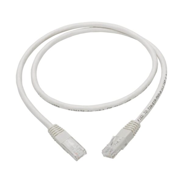 Tripp Lite series Cat6 Gigabit Molded (UTP) Ethernet Cable (RJ45 M/M), PoE, White, 3 ft. (0.91 m)