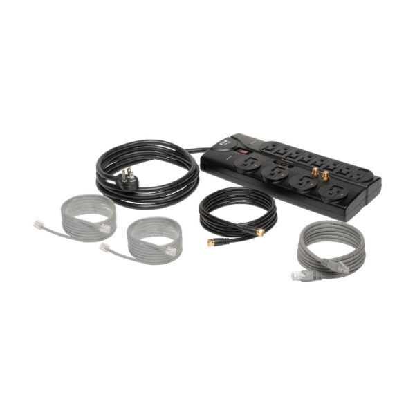 Tripp Lite series Protect It! 12-Outlet Surge Protector, 8 ft. (2.43 m) Cord, 2880 Joules, Tel/Modem/Coaxial/Ethernet Protection