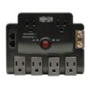 Tripp Lite series Protect It! 6-Outlet Surge Protector - 4 Rotating Outlets, 5-15P Input, 1440 Joules, Tel/Modem/Coax Protection, Black