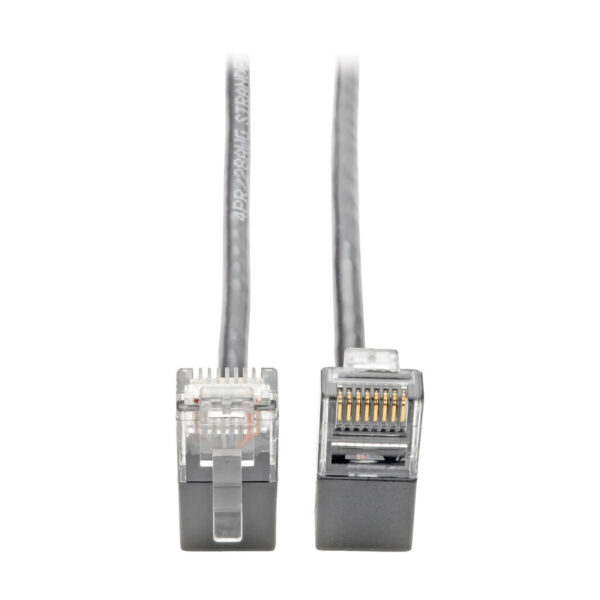 a733100b99fa765c2e680fc357ff4491 Tripp Lite series Right-Angle Cat6 Gigabit Snagless Molded Slim UTP Ethernet Cable (RJ45 M/M), Gray, 2 ft. (0.61 m)