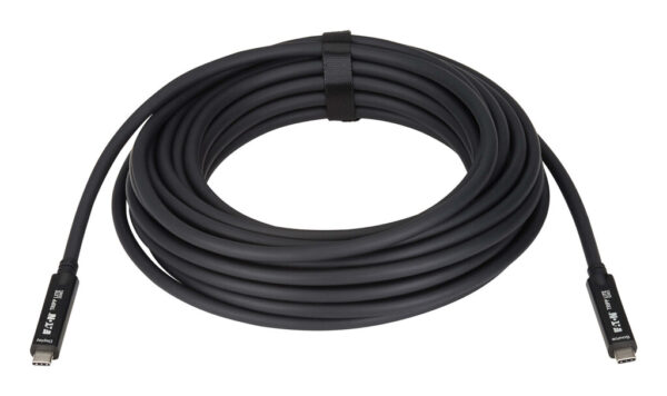 Tripp Lite USB-C to USB-C Full-Function Fiber Active Optical Cable - USB 3.2 Gen 2 (10 Gbps), 8K, HDR, 4:4:4, 60W PD Charging, Black, 10 m - U420F-10M