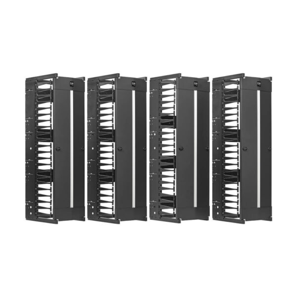 a762fe24ade332fddd2219a4964e5529 Tripp Lite series High-Capacity Vertical Cable Manager - Deep Double Finger Duct with Cover, Double Sided, 12 in. Wide, Black, 7 ft. (2.2 m)