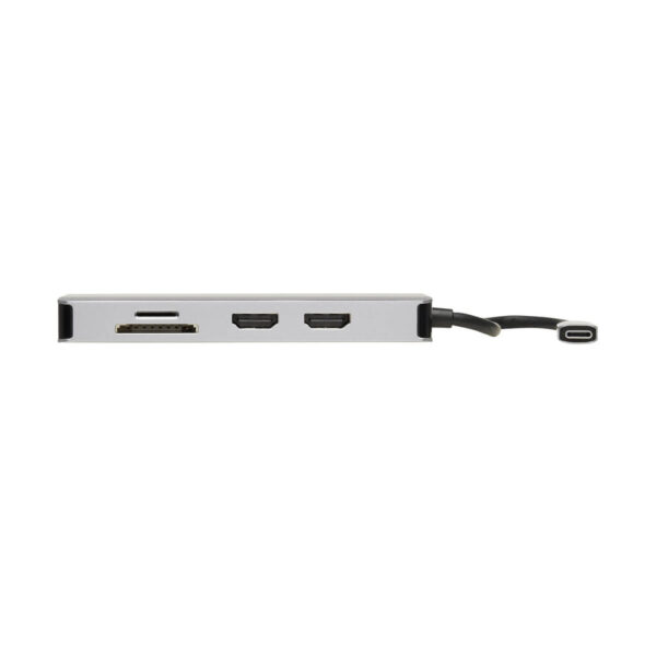 Tripp Lite series USB-C Dock, Dual Display - 4K 60 Hz HDMI, USB 3.x (5Gbps) Hub Ports, GbE, Memory Card, 100W PD Charging, Gray