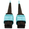 a7760cf87b424d8df52f2505e24b7295 Tripp Lite series 400G Multimode 50/125 OM4 Plenum-Rated Fiber Optic Cable, 24F MTP/MPO-PC (F/F), Aqua, 10 m