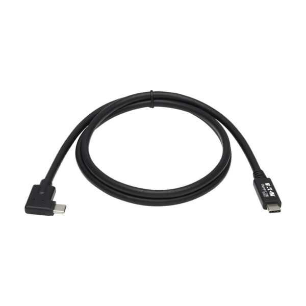 Tripp Lite series USB-C Cable (M/M) - USB 3.2 Gen 2 (10 Gbps), 5A (100W) Rating, Thunderbolt 3 Compatible, Right-Angle Plug, 1 m (3.3 ft.)