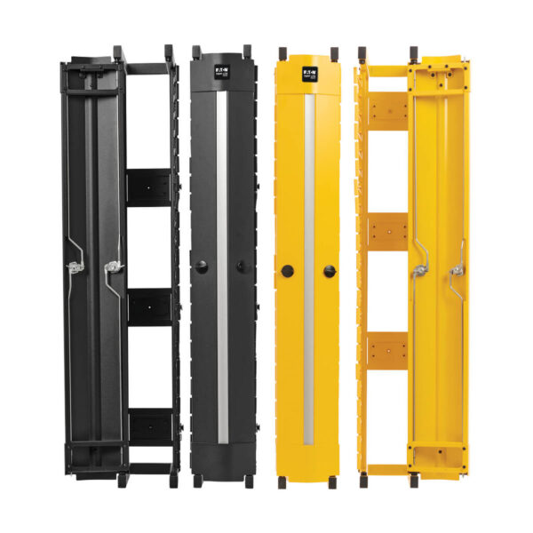a80c9a02042d84d1e8219f0e8d3f5203 Tripp Lite series High-Capacity Vertical Cable Manager - Deep Double Finger Duct with Cover, Double Sided, 6 in. Wide, Yellow/Black, 7 ft. (2.2 m)
