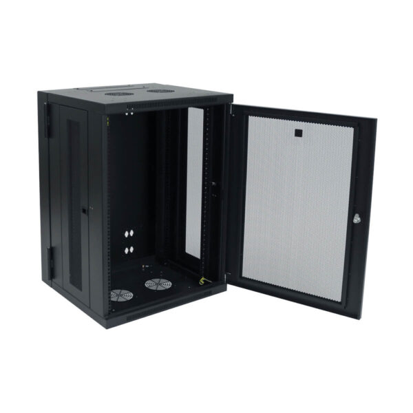 Tripp Lite series SmartRack 18U Low-Profile Switch-Depth Wall-Mount Rack Enclosure Cabinet, Hinged Back