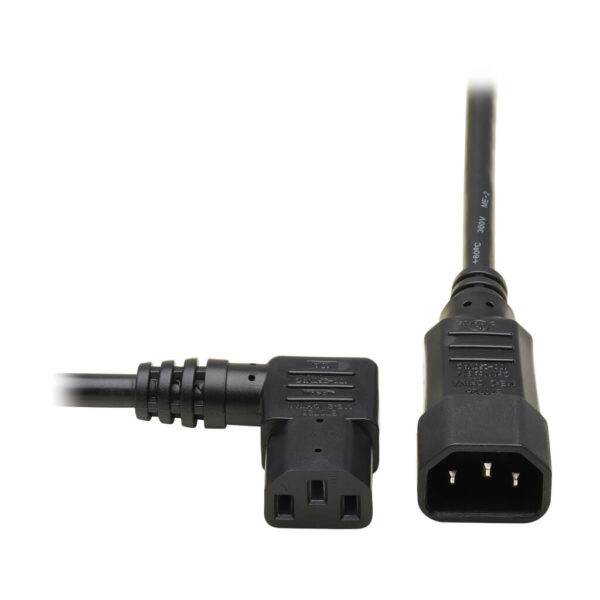 Tripp Lite series Power Extension Cord, Right-Angle C13 to C14 PDU Style - 10A, 250V, 18 AWG, 2 ft. (0.61 m), Black