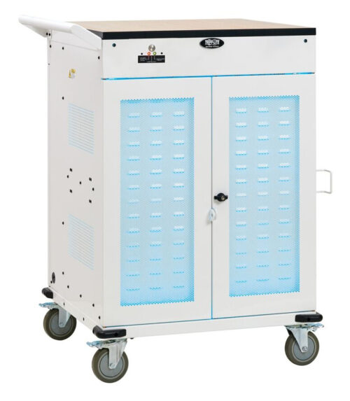 Tripp Lite Safe-IT 36-Device UV Charging Cart for Laptops and Chromebooks, 120V, 5-15P, 10 ft. Cord, Antimicrobial, White - CSC36VACUVC