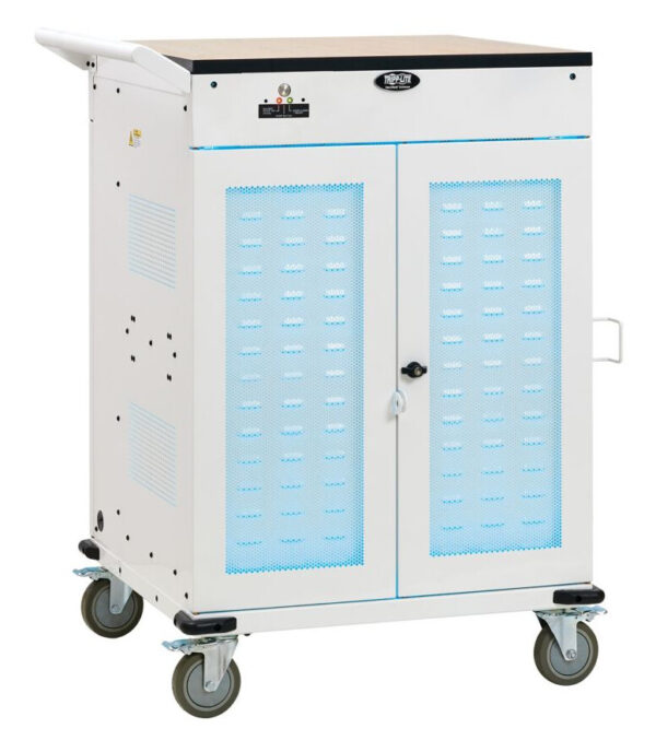 Tripp Lite Safe-IT 36-Device UV Charging Cart for Laptops and Chromebooks, 120V, 5-15P, 10 ft. Cord, Antimicrobial, White - CSC36VACUVC