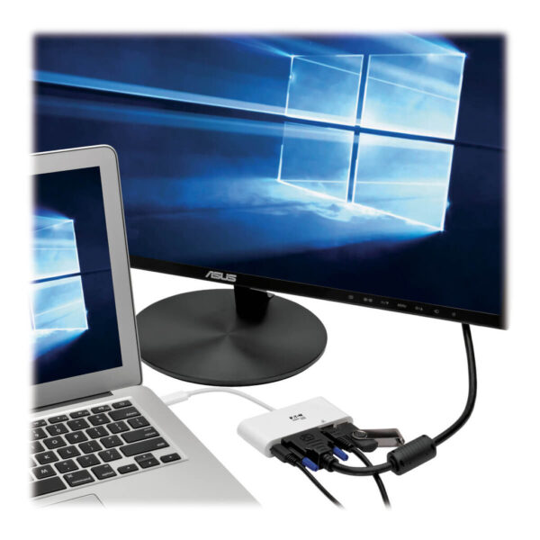 Tripp Lite series USB-C Multiport Adapter, DVI, USB 3.x (5Gbps) Hub Port, Gbe and PD Charging, White