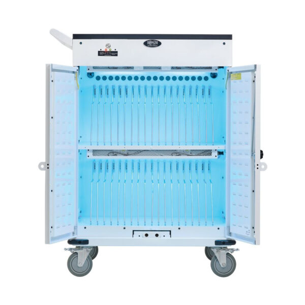 Tripp Lite Safe-IT 36-Device UV Charging Cart for Laptops and Chromebooks, 120V, 5-15P, 10 ft. Cord, Antimicrobial, White - CSC36VACUVC