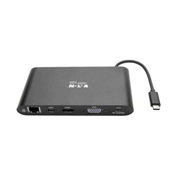 Tripp Lite series USB-C Dock, Dual Display - 4K HDMI / mDP, VGA, USB 3.x (5Gbps), USB-A/C Hub, GbE, Memory Card, 100W PD Charging