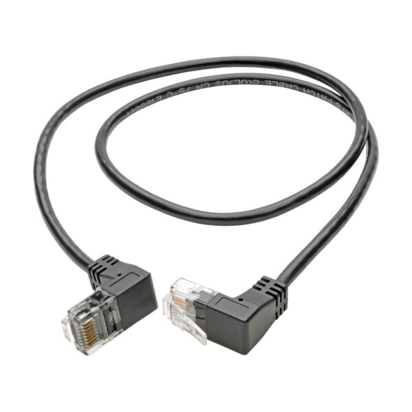 aab6aa5790d37745ace9b7f3f01bbc88 Tripp Lite series Right-Angle Cat6 Gigabit Snagless Molded Slim UTP Ethernet Cable (RJ45 M/M), Black, 1 ft. (0.31 m)