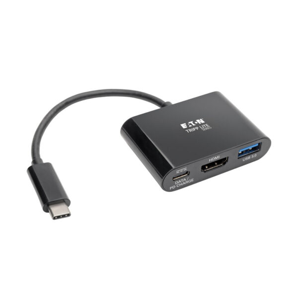 Tripp Lite series USB-C to HDMI 4K Adapter with USB 3.x (5Gbps) Hub Port and 60W PD Charging, HDCP, Black