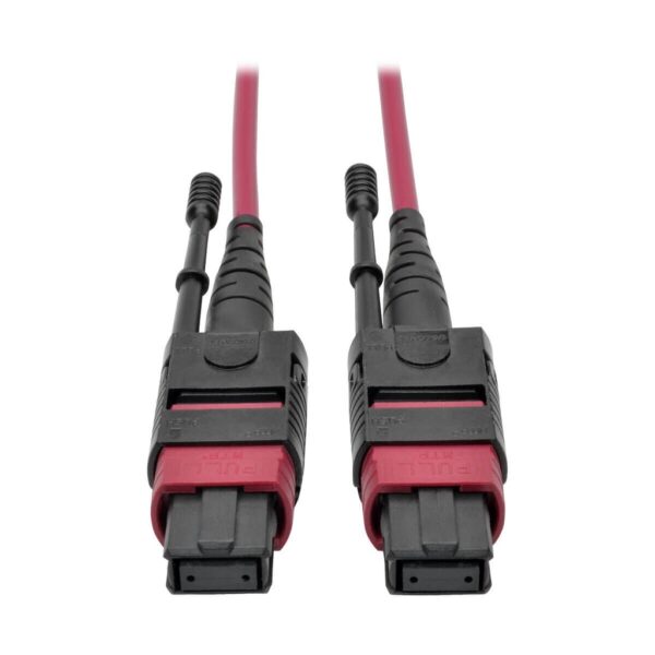 abcd72fd453f9757d412df2cd78447dd Tripp Lite series 100G MTP/MPO Multimode OM4 Plenum-Rated Fiber Optic Cable (F/F), 12 Fiber, 40/100GBASE-SR4, Push/Pull Tabs, Magenta, 5 m