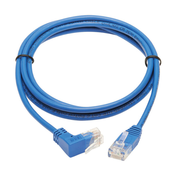 ac01f789fa72f8a8ecd436f30e84e6f4 Tripp Lite series Up-Angle Cat6 Gigabit Molded Slim UTP Ethernet Cable (RJ45 Right-Angle Up M to RJ45 M), Blue, 7 ft. (2.13 m)
