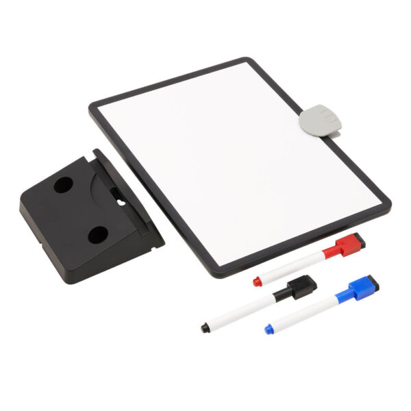 ac44bd3336a930ad4e09093a34892172 Tripp Lite series Magnetic Dry-Erase Whiteboard with Stand - VESA Mount, 3 Markers (Red/Blue/Black), Black Frame, TAA