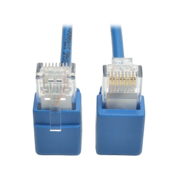 Tripp Lite series Right-Angle Cat6 Gigabit Snagless Molded Slim UTP Ethernet Cable (RJ45 M/M), Blue, 1 ft. (0.31 m)