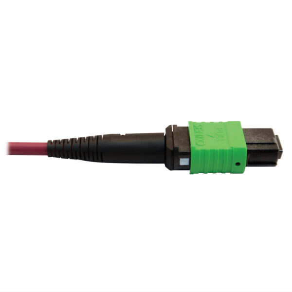 ada58a8c811ac51330b44850a4ed5940 Tripp Lite series 400G Multimode 50/125 OM4 Plenum-Rated Fiber Optic Cable, 16F MTP/MPO-APC (F/F), Magenta, 5 m