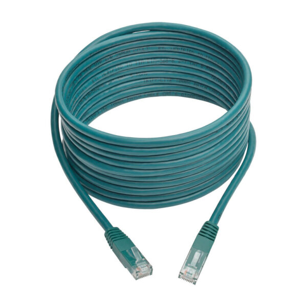 Tripp Lite series Cat6 Gigabit Molded (UTP) Ethernet Cable (RJ45 M/M), PoE, Green, 15 ft. (4.57 m)
