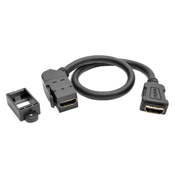 ae195b576ae95d3cb5d96caa96cb2120 Tripp Lite series High-Speed HDMI with Ethernet All-in-One Keystone/Panel Mount Coupler Cable (F/F), Angled Connector, 1 ft. (0.31 m)