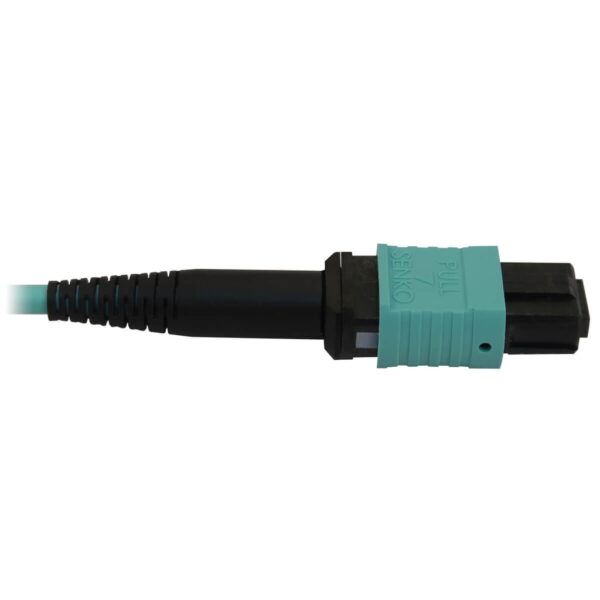 Tripp Lite series 40/100/400G Multimode 50/125 OM3 Fiber Optic Cable (12F MTP/MPO-PC F/F), LSZH, Aqua, 2 m (6.6 ft.)