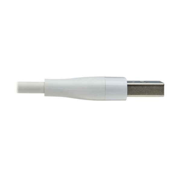 aef06c6940f56ef3402f58c7a1ce486c Tripp Lite Safe-IT USB-A to Lightning, Micro-B and USB-C Antibacterial Sync/Charge Cable (M/3xM), MFi Certified, White, 4 ft. - M101AB-004-LMCW