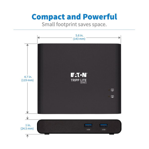 Tripp Lite series 2-Port USB-C KVM Dock - 4K HDMI, USB 3.2 Gen 1, USB-A Hub, Remote Selector, 85W PD Charging, Black, TAA