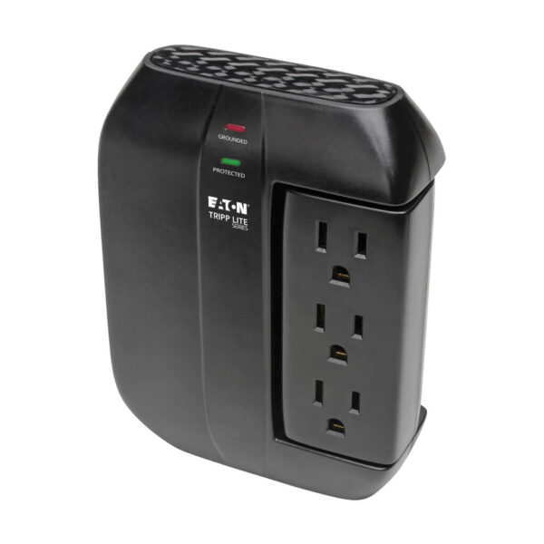 afd402f32512b910240f169aa470f1f7 Tripp Lite series Protect It! Surge Protector with 3 Rotatable Outlets, 3 Stationary, side facing Outlets, Direct-Plug In, 1200 Joules