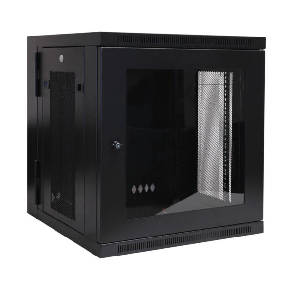 Tripp Lite series SmartRack 12U Low-Profile Switch-Depth Wall-Mount Small Rack Enclosure, Clear Acrylic Window, Hinged Back