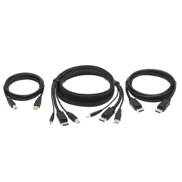 Tripp Lite series DisplayPort KVM Cable Kit - DP, USB, 3.5 mm Audio (3xM/3xM) + USB (M/M) + DP (M/M), 4K, 6 ft. (1.83 m), Black