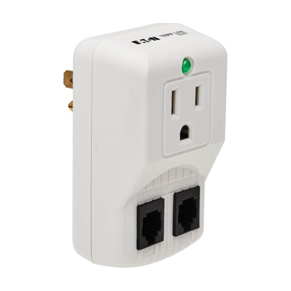 b09957e97fad79ae909d6fac7c3372d6 Tripp Lite series Protect It! 1-Outlet Portable Surge Protector, Direct Plug-In, 600 Joules, Tel/Modem Protection - TRAVELCUBE