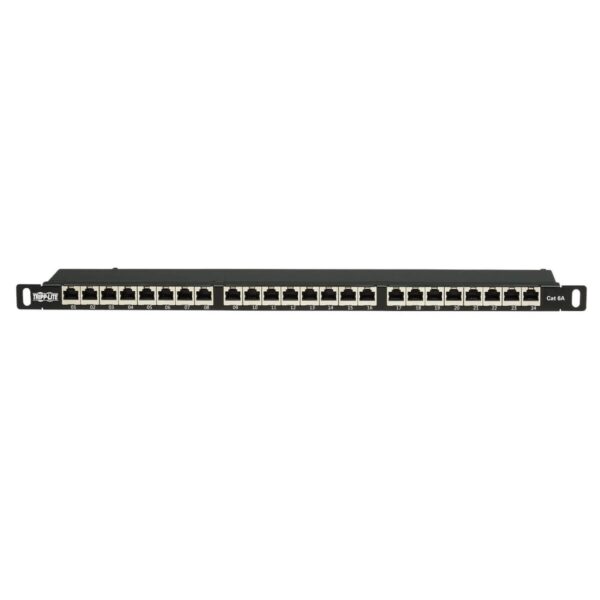 b0a7d36cc82bf3047e144ff846a88118 Tripp Lite series Cat6a 24-Port High-Density Shielded Patch Panel - Dual IDC, 568A/B, RJ45 Ethernet, 0.5U Rack-Mount
