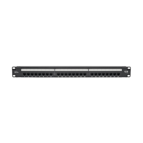Tripp Lite series 24-Port Cat6 Patch Panel - 4PPoE Compliant, 110/Krone, 568A/B, RJ45 Ethernet, 1U Rack-Mount, Black, TAA